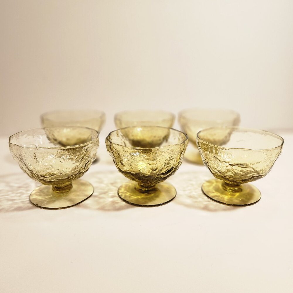Morgantown Crinkle Glass Sherbet Parfait Cups Set of 6
